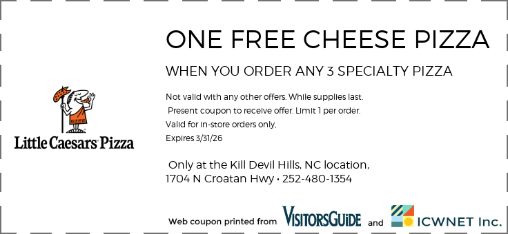 ONE FREE CHEESE PIZZA WHEN YOU ORDER ANY 3 SPECIALTY PIZZA